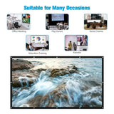 Home office business projector, portable movie screen, 60-133 inches, metal anti light screen hook for daytime viewing