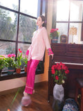 New Chinese style pajamas with breast pads, simulated silk, ice silk home wear, satin jacquard pajamas set