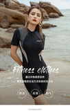 Swimsuit Women's Five Point Flat Leg Pants Conservative One-piece Slim Fit Sports Short Sleeved Hot Spring Swimsuit