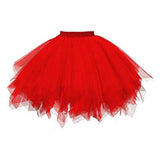Women Skirt A-line Big Swing Multi-layered Candy Color High Elastic Waist Fluffy Gauze Dancing Performance Short Pleated Skirt