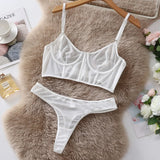 Toucheart 2 Piece Set Sexy Lingerie Set For Women Mesh Micro Perspective Beach Swimsuit Briefs Contrast Color Sexy Lingerie Set