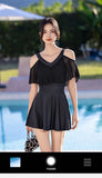 New Swimsuit for Women Soaking in Hot Springs, Concealing Flesh and Slimming, Conservative One-piece Skirt, Flat Angle Swimsuit
