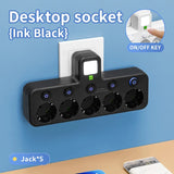 EU Plug Socket 4 Sockets Power Strip With 2 USB Type-C Port Without Extension Wall Charger Adapter For Home Offices