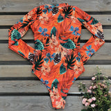 2025 New Patchwork Long Sleeve One Piece Swimsuit Women Swimwear Monokini Bathing Suit Female Bodysuit Surfing Swim Wear Beach