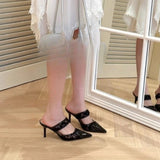 Women Solid Color High Heels Summer Pointed Toe Non-slip Sandals  Fashion Sexy Comfortable Outside Shoes