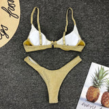 Sexy Silver Glitter Bikini 2026 Swimwear Women Push Up Cut Out Underwire Thong Swimsuit Summer Brazilian Bathing Suit Biquini