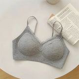 Comic Chest Bra No Underwire European Thin Straps Summer Women Lace Gathering Push Up Seamless Bras Japanese Style Natural Look