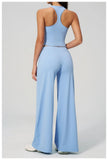 Women's Summer Two Piece Yoga Sets Slimming Sports Tank Top Lifted Buttocks High Waist Flare Pants Gym Fitness Suits Tracksuit
