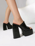 Sexy High Heels Women Slippers Platform 2026 Summer Slides Mules Shoes Leather Black White Red Sandals Large Size Brand