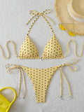 Triangle Halter Thong Bikinis 2026 Women Sexy Swimsuit Dot String Swimwear Female Bathers Bathing Swimming Swim Suit Beachwear