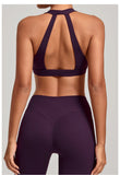 Sports Bra Gathered Neck Hanging Style Backless Tight Yoga Bra Women's Top Fitness Outdoorsports Pilates Training Gym Workout