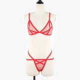 Women Sexy Lingerie Sheer Bra Set See-through Babydoll Thong Underwear Sleepwear