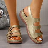 Gold Buckle Decor Thick Sole Sandals Women Summer Lightweight Platform Sandles Woman Plus Size 42 Wedges Gladiator Sandalias