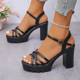 Women's Ankle Buckle High-Heeled Sandals New Style Cross Strap Platform Sandal Female 2025 Outdoor Thick Heel Sandalias Mujer