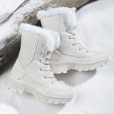 Winter Snow Boots  Women Waterproof Non-Slip Warm Northeast-Style Large Cotton Shoes, Ski , Fleece-Lined,  High-Top Cotton Boots