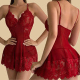 Transparent Sexy Underwear Women Nightdress Teddy Suspender Night Dress Erotic Set Plus Size Deep V Dress Hot Lingerie &Thong