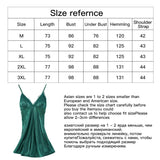 Fashion Ladies Lace Sexy Sling Nightdress Women's Sexy Lingerie Satin Sleepwear Solid Homewear V-neck with Chest Pad Nightwear