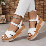 Women's Braided Platform Sandals 2025 Summer Chunky Wedges Gladiator Sandals Woman Ankle Straps Vacation Casual Beach Sandles