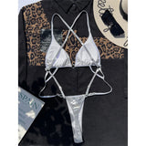 New Sexy PU Faux Leather Extreme String Mini Micro Thong Women Swimwear One Piece Swimsuit Female Bather Bathing Suit Swim V5279