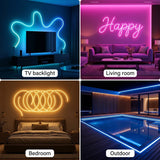 2m 3m 5m 10m RGBIC Neon Light Waterproof RGB Smart LED Strip with USB APP Control Music Sync for Room Bedroom Outdoor Decoration