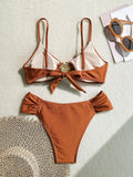 S - XL Metal Shell Halter Female Swimsuit High Waist Bikini Women Swimwear Two-pieces Bikini set Bather Bathing Suit Swim Lady