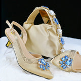 Doershow Lastest Italian Design Fashion Style Ladies Shoes with Matching Bag Set 2025 Nigerian Shoes and Bag Set  HGB1-1