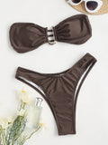 Women Bikini Sets Two Pieces Swimsuit Female Metal High Waist Sexy Bikini Bathing Suit Monokini Swimwear Women Biquini Bakini