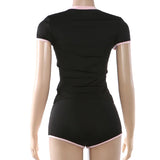 2026 New Women's Sexy Hot Girl Slim Fit Crop Top Shorts Set Solid Color Block High Waist Shorts Two Piece Outfit