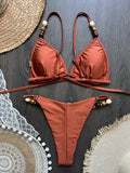 Beads Cross Bandage Bikinis 2026 Bikini Women Swimwear Female Swimsuit Two-pieces Bikini Set Push Up Bra Bathing Suit Swim Lady
