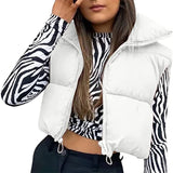 Women Winter Warm Crop Waistcoat Sleeveless Stand Collar Double Sided Lightweight Puffer Vest 2022 Streetwear