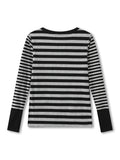 Women Striped Print Long Sleeve Tops Fitted Round Neck Fall T-shirts Casual Streetwear for Daily Office Party