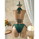 XS - L Deep V Neck Leopard Halter Women Swimwear Cut Out Wrap Around Bather Bathing Suit Swim One Piece Swimsuit Female K8077