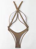 Tummy Cut Out Extreme Micro Thong Female Swimwear One Piece Swimsuit Women Cross Backless Monokini High Cut Bathing Suit Swim