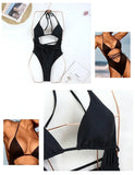 2026 New One Piece Swimsuit Swimwear Women Sexy Black Hollow Halter Straps Backless Solid Bathing Suit Beachwear Banadores Mujer
