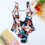 2026 Printed Zipper Swimsuit One Piece Sexy Swimwear Women Floral Bathers Bathing Swimming Swim Suit Female Beachwear