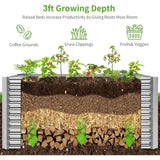 Galvanized Metal Raised Garden Bed for Vegetables Durable Outdoor Planter