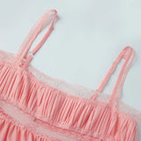 Women's Solid Color Babydoll Tank Tops Summer Stylish Lace Trim Loose Hem Square Neck Spaghetti Strap Sleeveless Camisoles