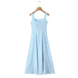 French Style Square-neck Strapless Long Dress With A Large Hem Designed With Cut-out Details Slim Fit Waist-cinching Casual 515K