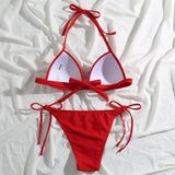 2025 Halter Bra Cup Bikini Women Swimsuit Female Push Up Swimwear Two Pieces Bikini Set Brazilian Bather Bathing Suit Swim Lady