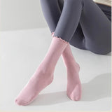 Women's Mid-Tube Cotton Yoga Sports Socks Summer Non-Slip Solid Color Breathable Anti-Fungus Fitness Edge Pure Cotton Socks