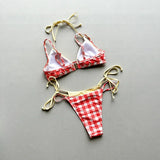Sexy Orange Polka Dot Print Contrast Micro Bikini 2026 Women Hollow Out Push Up Bra Thong Swimsuit Summer Bathing Suit Swimwear
