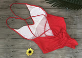 S - XXL V Neck Scrunch Butt Female Swimwear One Piece Swimsuit Women Backless Monokini High Cut Leg Bathing Suit Swim Bodysuit