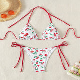 Sexy women cute cherry print halter string micro bikini sets two pieces swimsuit Swimwear bathing suit beach outfits biquini