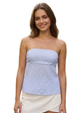 Women's Summer Strapless Vest Stylish Striped Sleeveless Open Back Tube Tops for Party Date Night Wear