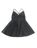 Gift Box + Black PU leather Suspender Sexy Nightdress