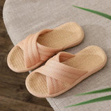 Breathable Cotton Linen Slippers For Women Men Spring Summer House Shoes Anti-slip Solid Color Couples Home Floor Slides