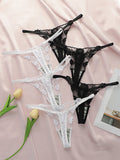 6pcs Ladies' New Lace Sexy Black And White Embroidered Flower Print Sexy Set Thong Underwear C2648