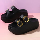 Women Platform Slippers Indoor Street Summer Shoes Solid Color Thick Sole Anti Slip Female Home Beach Slides Slip On Sandals