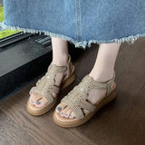 Fashion Women's Sandals Comfortable Women Shoes Rhinestones Wedge Sandals Summer 2026 New Roman Sandals