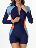 2026 Zipper Slim Swimsuit Women Long Sleeves One Piece Swimwear Female Bather Bathing Swimming Swim Surf Suit Beachwear
